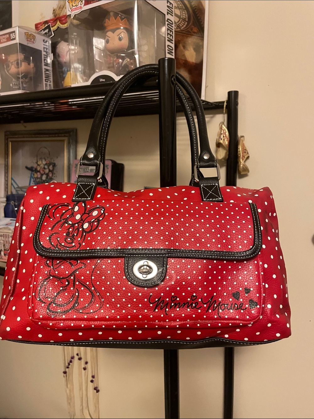 Minnie Mouse Red Polka Dot Satchel with Black Trim